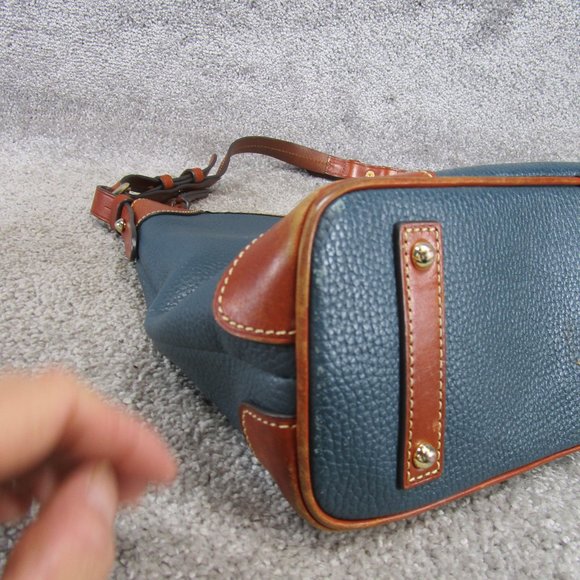 Dooney And Bourke Hobo Bag Blue Leather Satchel Tote Handbag - Picture 8 of 9